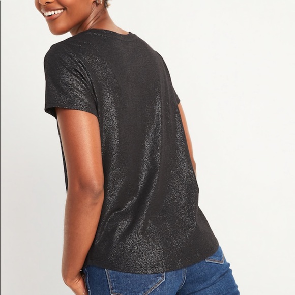 NWT Old Navy Black Shimmer Cotton T-Shirt - Picture 3 of 10